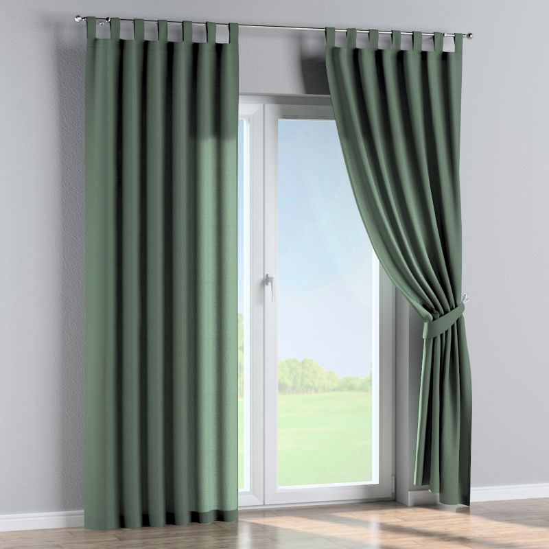 Zasłona na szelkach Dekoria 130x260 cm Linen zgaszony zielony 1 szt.