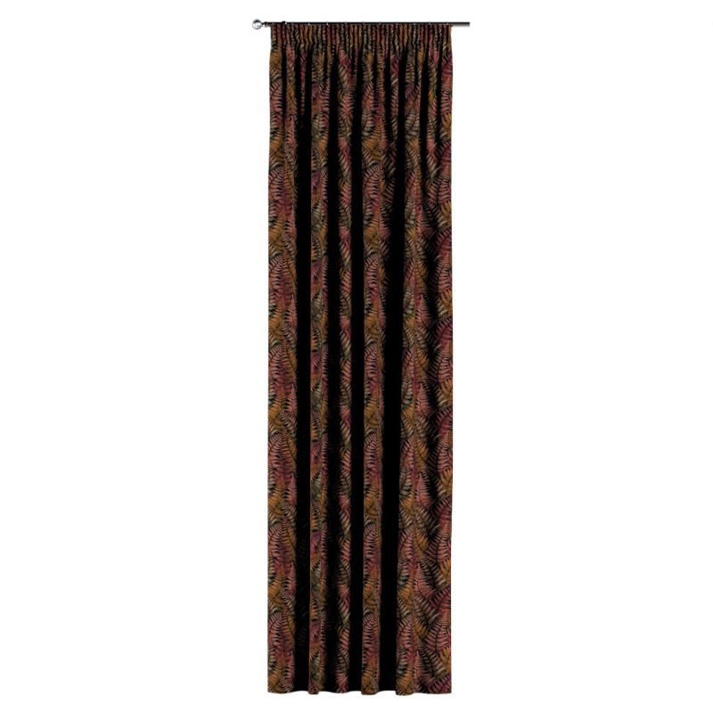 Zasłona na taśmie marszczącej 1 szt. 130 x 245 cm Dekoria bordowo-złote liście paproci 1 szt.