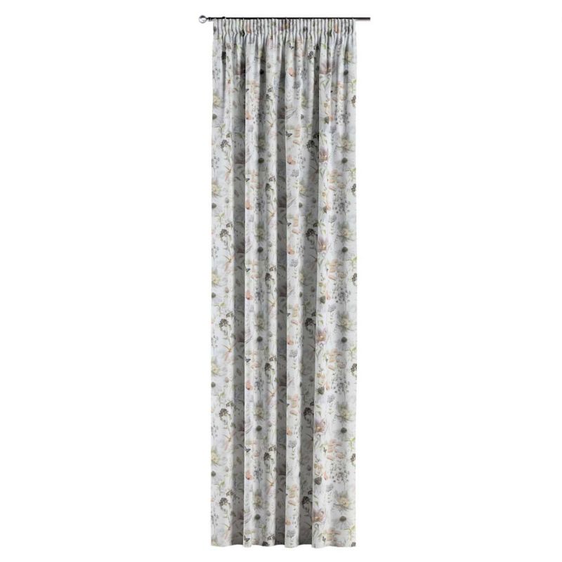 Zasłona na taśmie marszczącej 1 szt. 130 x 245 cm Dekoria pastelowe kwiaty na białym tle 1 szt.