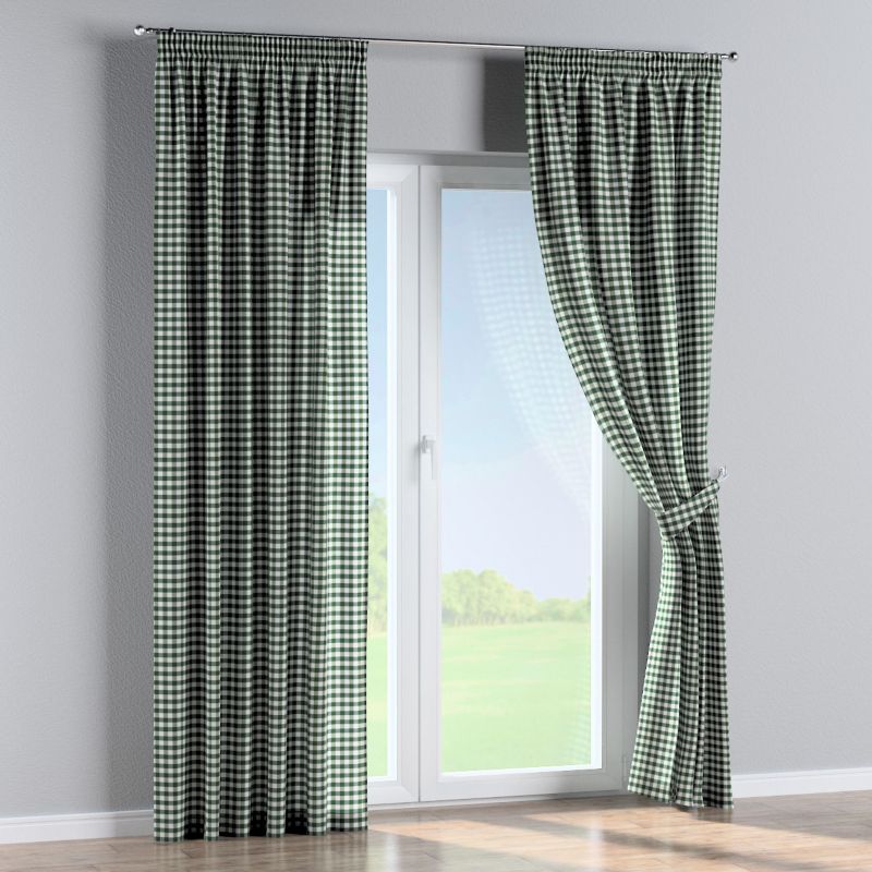 Zasłona na taśmie marszczącej 1 szt. 130 x 245 cm Dekoria zielono-biała kratka (1,5x1,5cm) 1 szt.