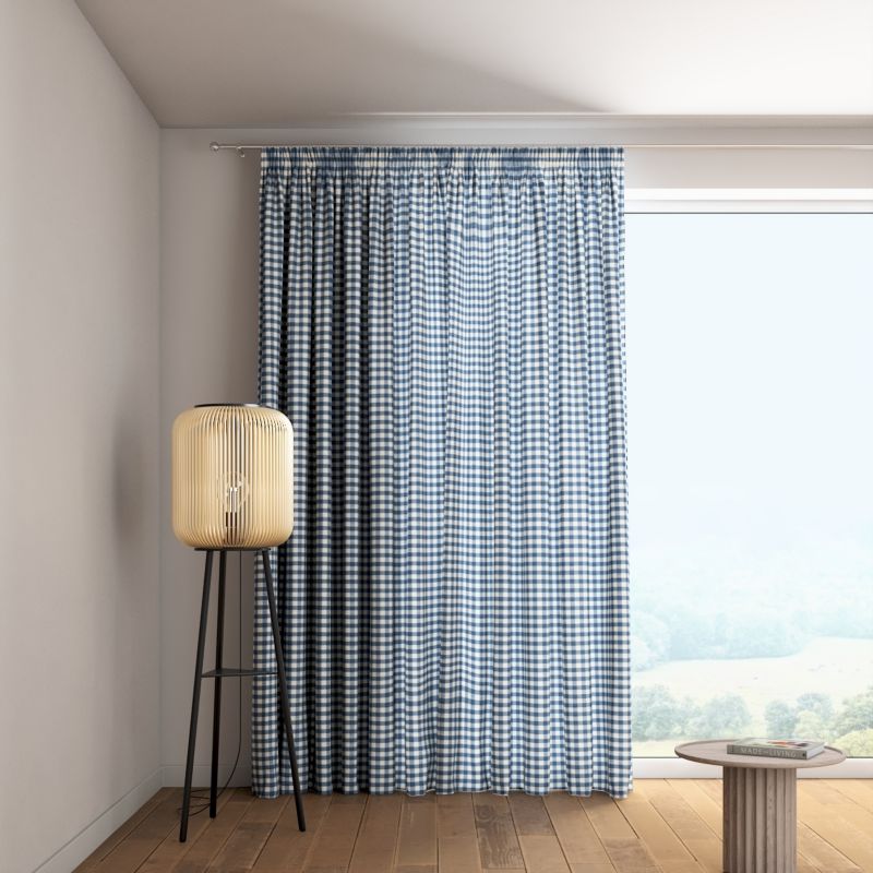 Zasłona na taśmie marszczącej 1 szt. 130 x 260 cm Dekoria granatowo-biała kratka (1,5x1,5cm) 1 szt.