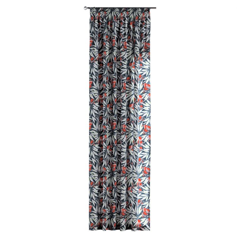 Zasłona na taśmie marszczącej 1 szt. 130 x 260 cm Dekoria kwiaty na granatowym tle 1 szt.