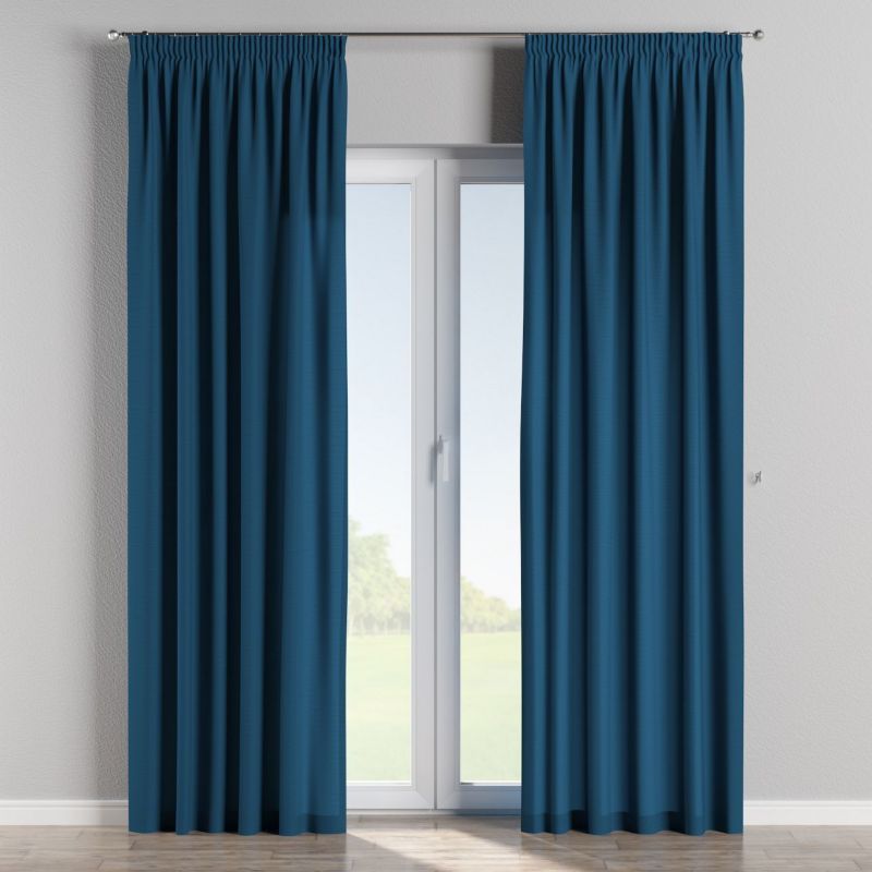 Zasłona na taśmie marszczącej Dekoria 130x245 cm Cotton Panama Ocean blue morski niebieski 1 szt.