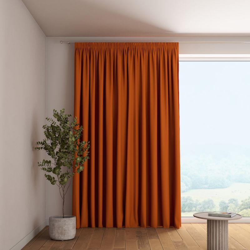 Zasłona na taśmie marszczącej Dekoria 130x245 cm Cotton Panama rudy 1 szt.