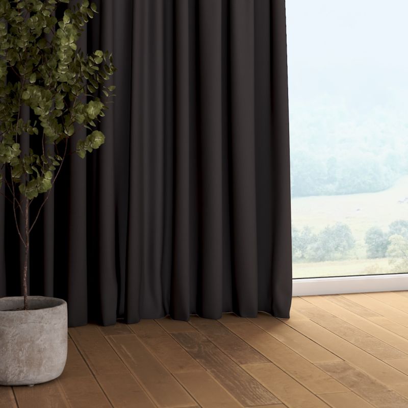 Zasłona na taśmie marszczącej Dekoria 130x245 cm Cotton Panama Shadow grey grafitowy 1 szt.