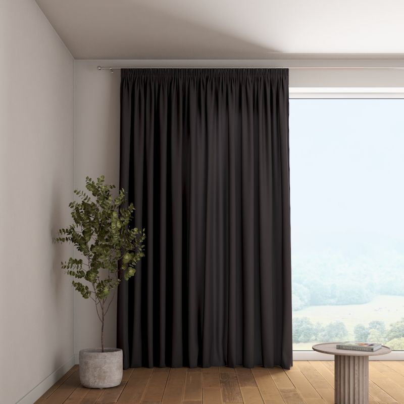 Zasłona na taśmie marszczącej Dekoria 130x245 cm Cotton Panama Shadow grey grafitowy 1 szt.