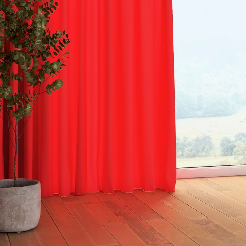 Zasłona na taśmie marszczącej Dekoria 130x245 cm Loneta czerwony 1 szt.