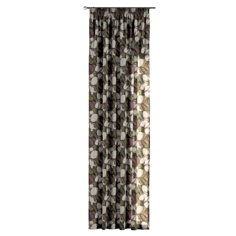 Zasłona na taśmie marszczącej Dekoria 130x260 cm Eden beżowo-zielony motyw kwiatowy 1 szt.