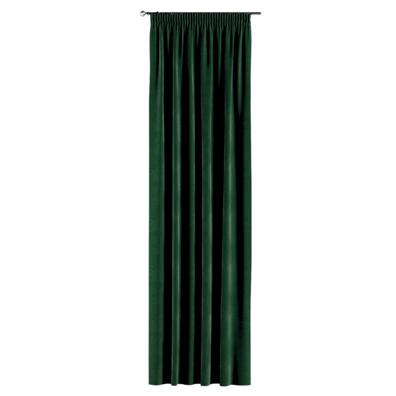 Zasłona na taśmie marszczącej Dekoria 130x260 cm Velvet butelkowa zieleń 1 szt.