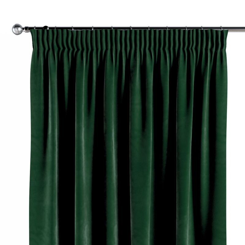 Zasłona na taśmie marszczącej Dekoria 130x260 cm Velvet butelkowa zieleń 1 szt.