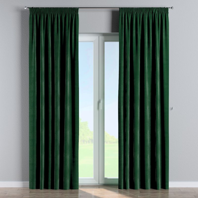 Zasłona na taśmie marszczącej Dekoria 130x260 cm Velvet butelkowa zieleń 1 szt.