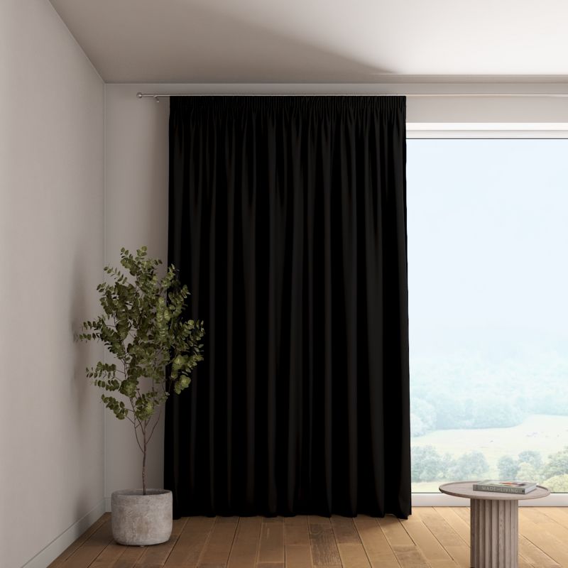 Zasłona na taśmie marszczącej Dekoria 140x260 cm Blackout - zaciemniające czarny 1 szt.