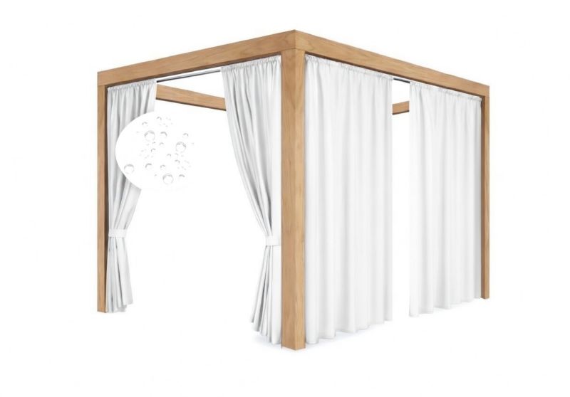 zasłona ogrodowa wodoodporna biała 150x220 + wiązanie 1 szt