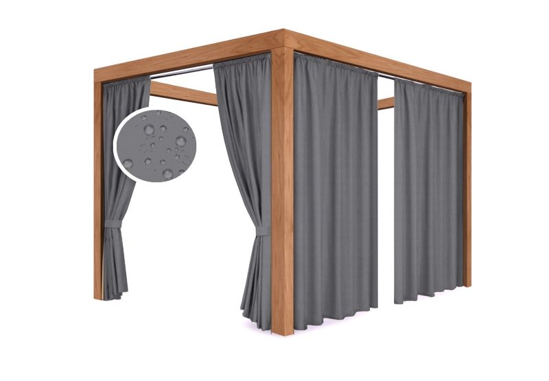 zasłona ogrodowa wodoodporna szara 150x220 + wiązanie 1 szt