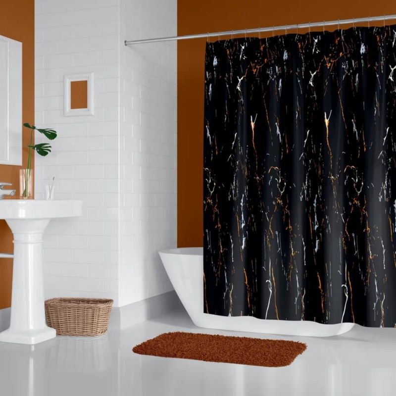 Zasłona prysznicowa Estiva tekstylna 120x200 wzór black stone 1 szt.