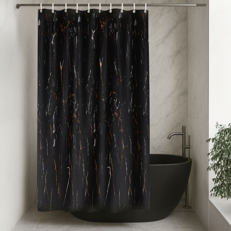 Zasłona prysznicowa Estiva tekstylna 120x200 wzór black stone 1 szt.