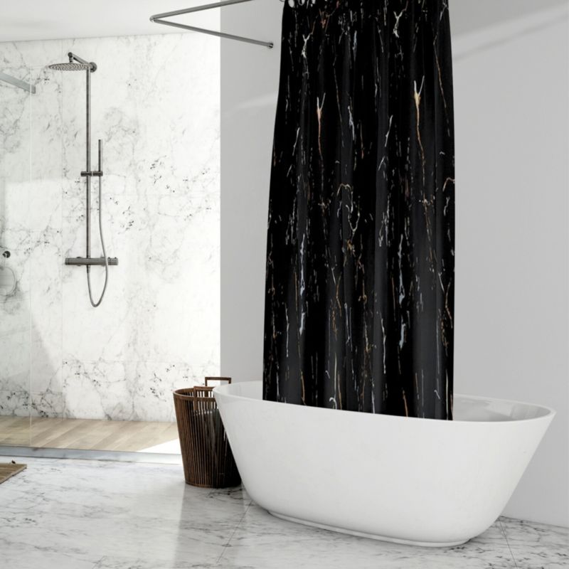Zasłona prysznicowa Estiva tekstylna 150x200 wzór black stone 1 szt.