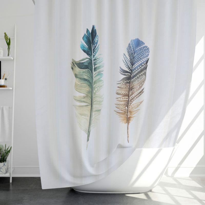 Zasłona prysznicowa Estiva tekstylna 180x200 wzór PLUME 3 PIÓRA/LIGHT 1 szt.