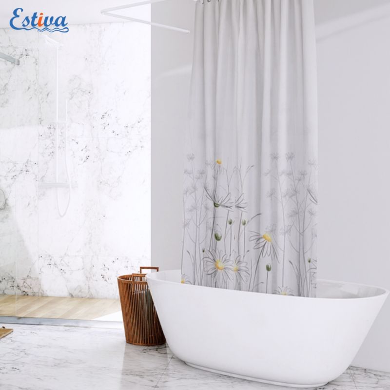 Zasłona prysznicowa Estiva tekstylna 180x200 wzór rumianek 1 szt.
