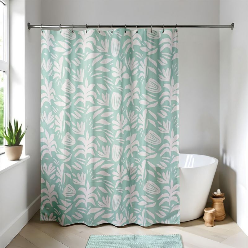 Zasłona prysznicowa Mia Tendance 180x180 cm liście zielona 1 szt.