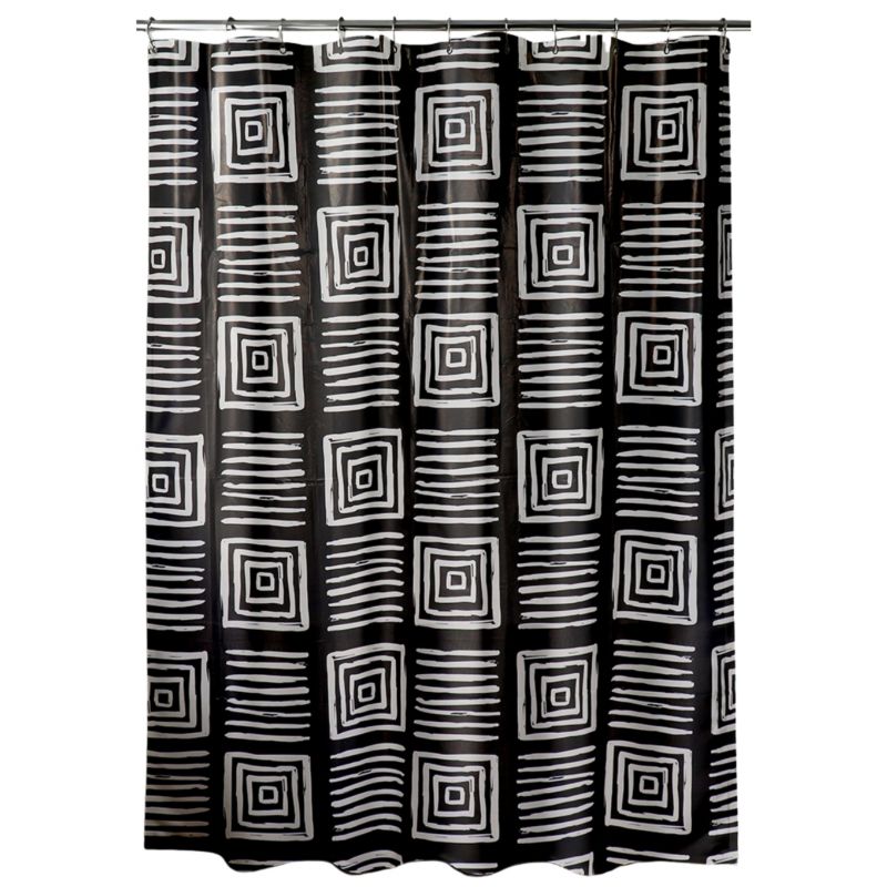 Zasłona prysznicowa Moussa Tendance180x180 cm geometryczny wzór czarna 1 szt.