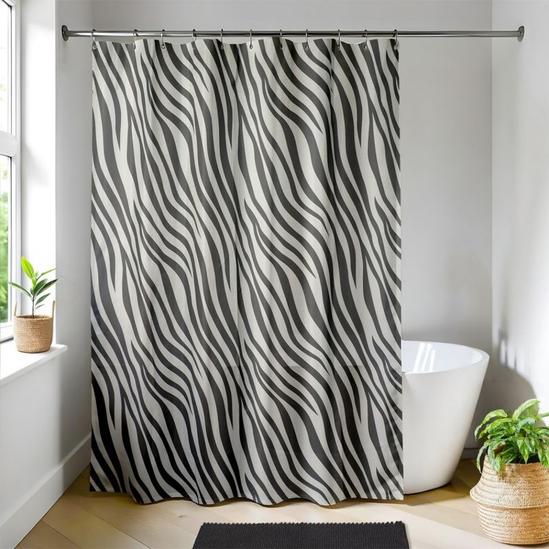Zasłona prysznicowa Naomi Tendance 180x200 cm zebra czarna 1 szt.