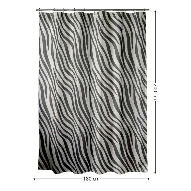 Zasłona prysznicowa Naomi Tendance 180x200 cm zebra czarna 1 szt.