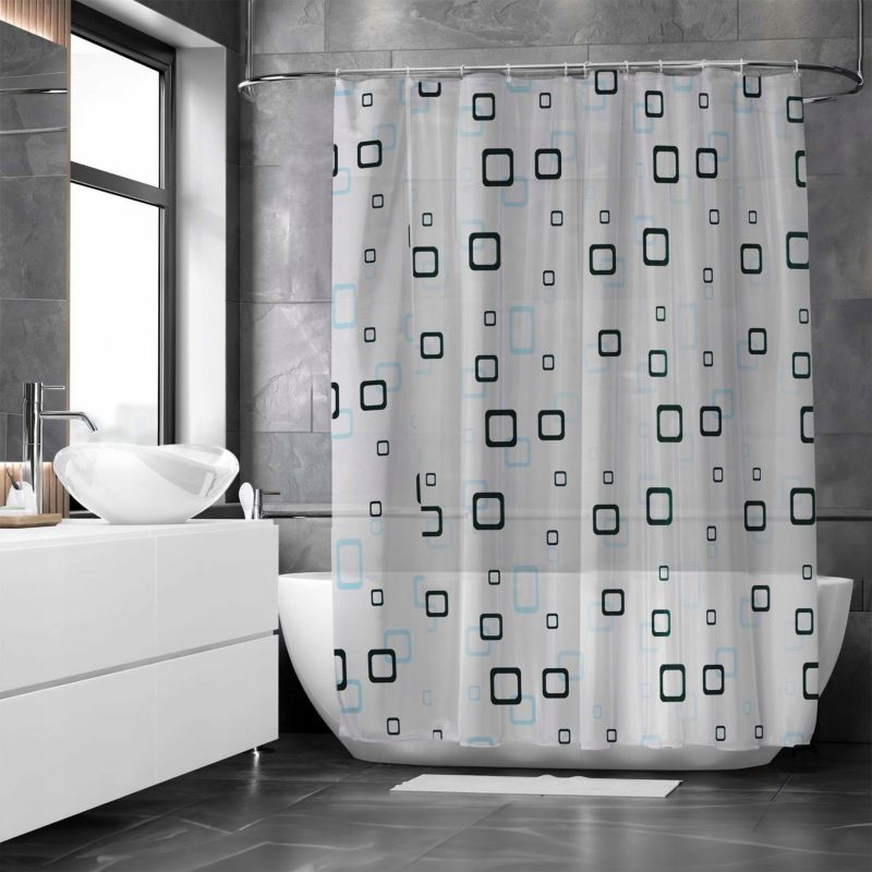 Zasłonka do prysznicu Sepio 180x200 mleczna geometryczna 1 szt.