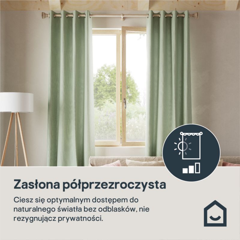 Zasłona GoodHome 140 x 260 cm Hiva szałwiowa