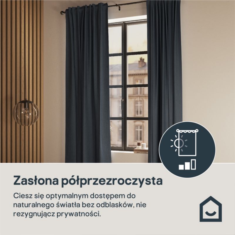 Zasłona GoodHome Castellano 140 x 300 cm ciemnoszara