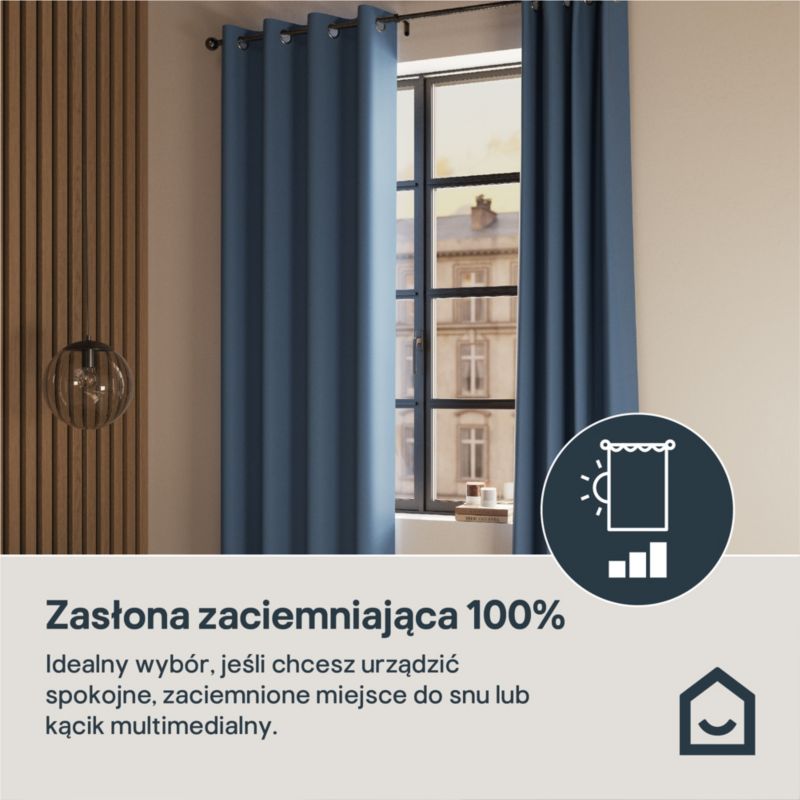Zasłona GoodHome zaciemniająca Vestris 140 x 260 cm morski