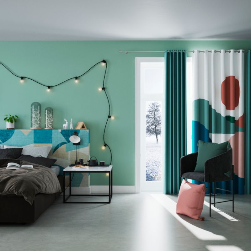 Zasłona z kółkami GoodHome Wiley 140 x 260 cm jasnozielona