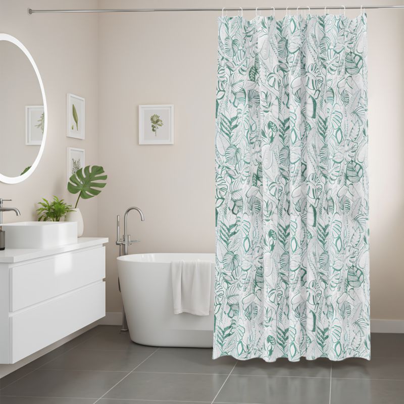 Zasłonka prysznicowa GoodHome Nassua 180 x 200 cm zielone liście
