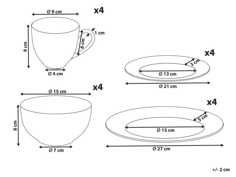 Zastawa stołowa 16-częściowa Cowslip Porcelana Biały 1 kpl