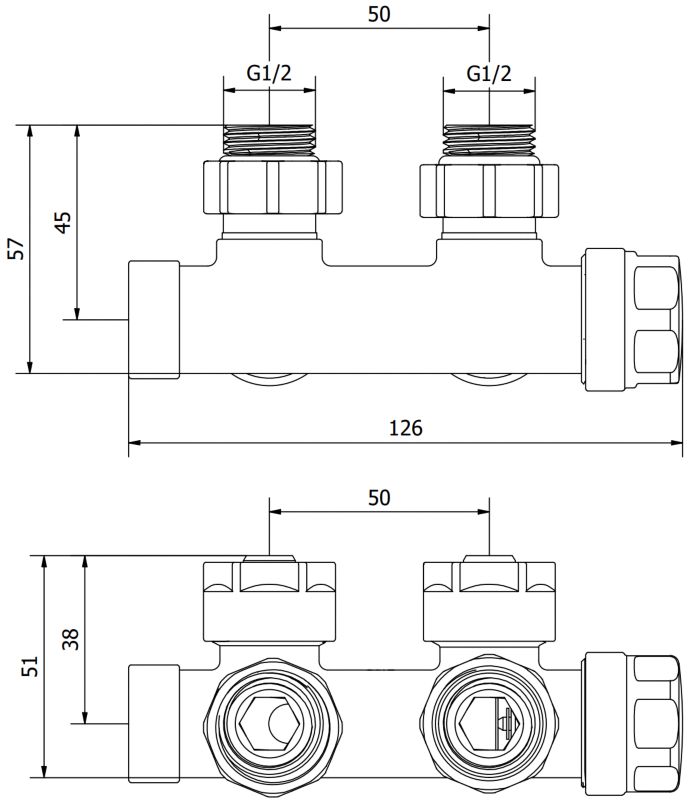 Zawór grzejnikowy kątowy Mexen Duplex chrom 1 szt.