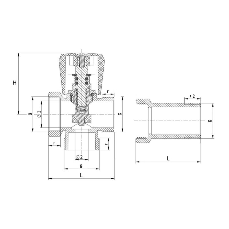 Zawór Kątowy do Baterii Grzybkowy z Przedłużką GW/GZ 3/4"x3/4" INVENA 1 szt.