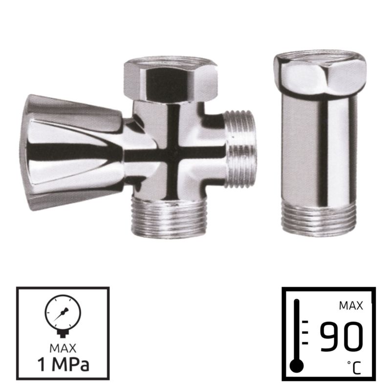 Zawór Kątowy do Baterii Grzybkowy z Przedłużką GW/GZ 3/4"x3/4" INVENA 1 szt.