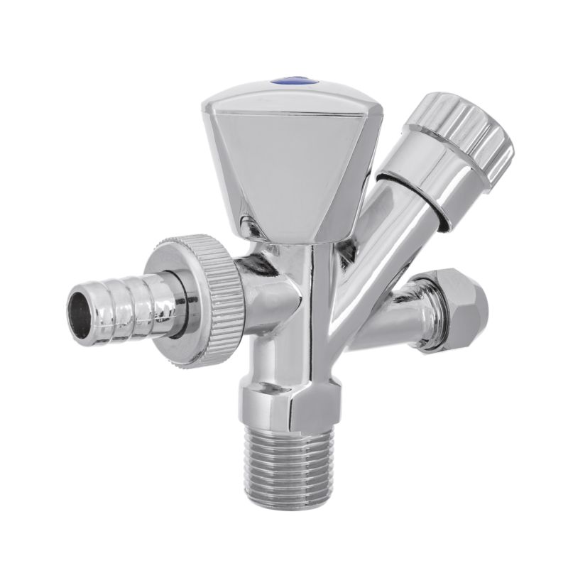 Zawór Kątowy do Baterii Pralki Grzybkowy GZ/GZ/GZ 1/2x3/4x3/8" (M10) INVENA 1 szt.