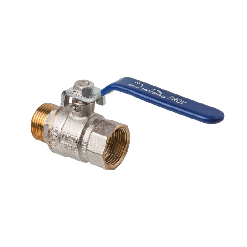 Zawór Kulowy do Wody CO Kurek Odcinający GW/GZ 1/2"x1/2" 140C INVENA Prov 1 szt.