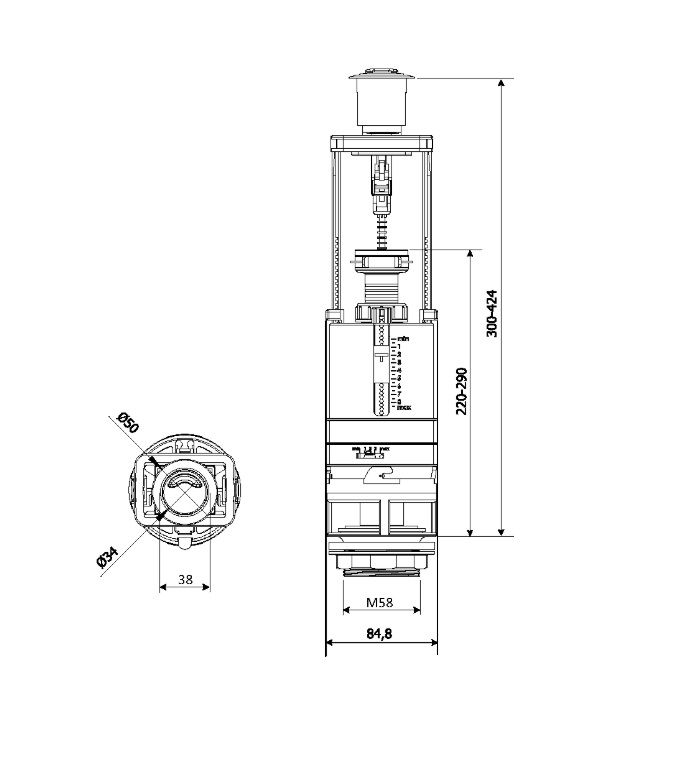 Zawór spustowy KK-Pol ZSD-209 3/6" duo Max Chrom torebka 1 szt.