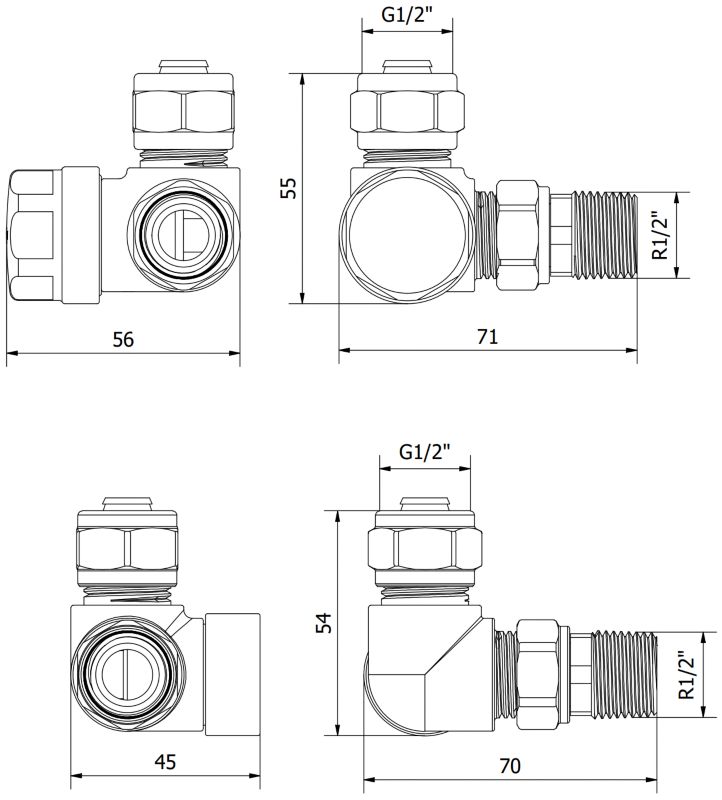 Zawory grzejnikowe osiowe Mexen W903 antracyt 1 szt.