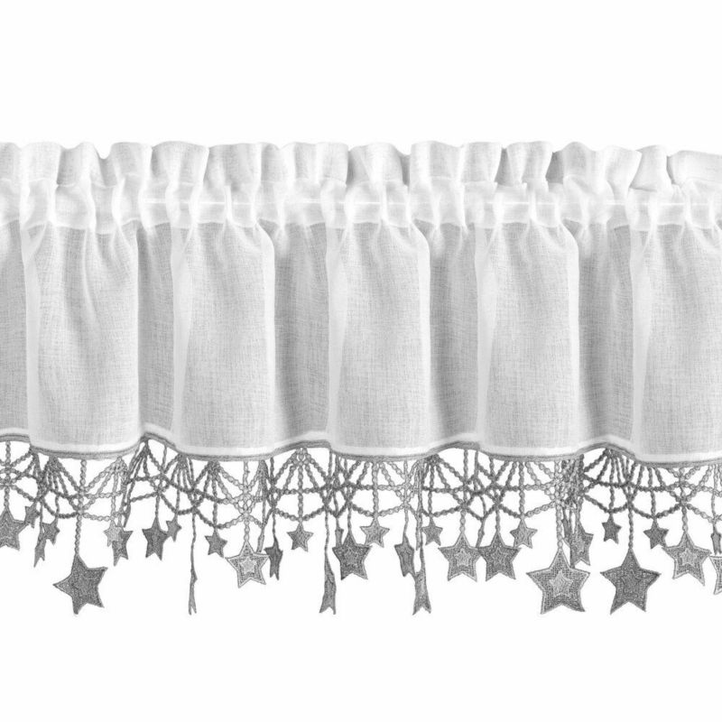 Zazdrostka Świąteczna Eurofirany 30X150 cm Biała Srebrne Gwiazdki 1 szt.