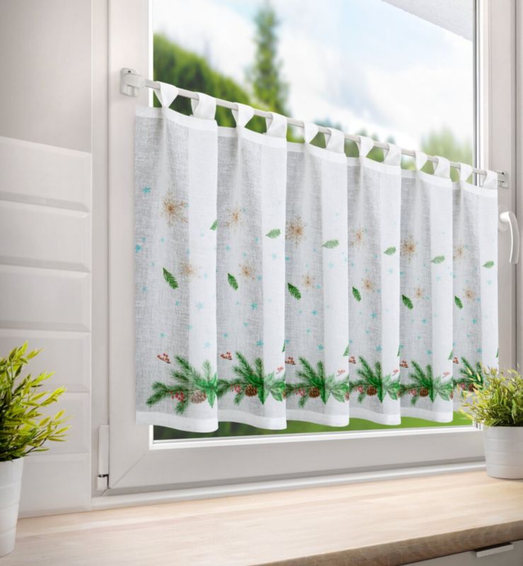 Zazdrostka Świąteczna Eurofirany 60X150 cm Biała Gałązka Jodły 1 szt.