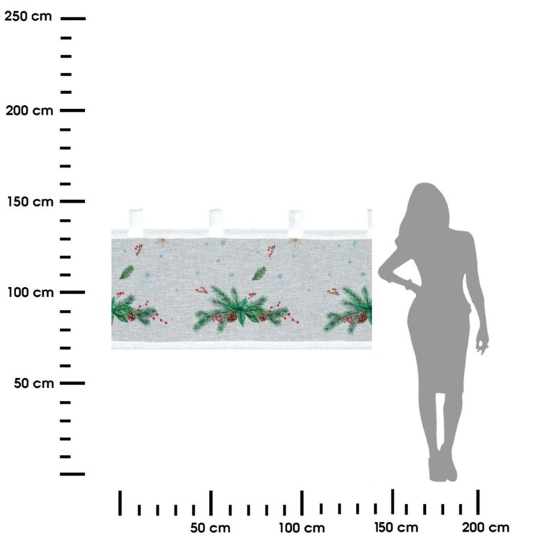 Zazdrostka Świąteczna Eurofirany 60X150 cm Biała Gałązka Jodły 1 szt.