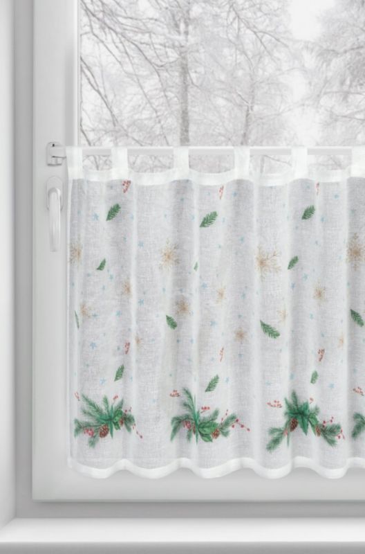 Zazdrostka Świąteczna Eurofirany 60X150 cm Biała Gałązka Jodły 1 szt.
