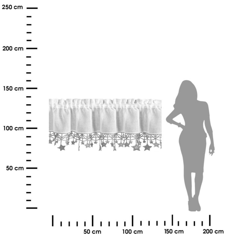 Zazdrostka Świąteczna Eurofirany 60X150 cm Biała Srebrne Gwiazdki 1 szt.