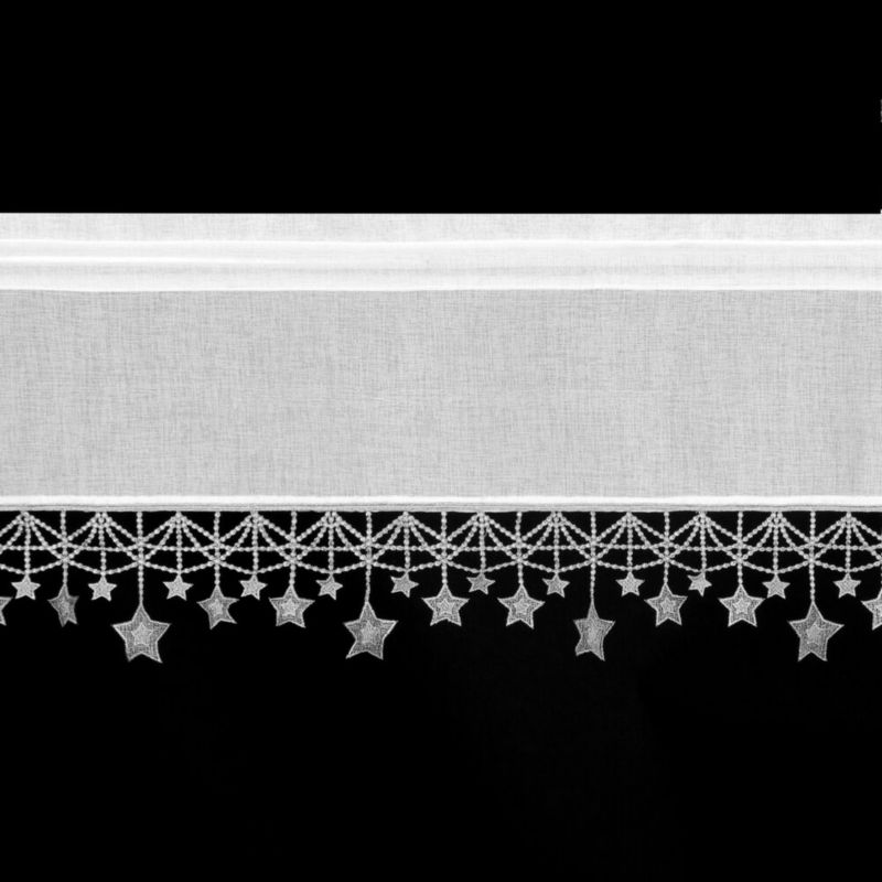 Zazdrostka Świąteczna Eurofirany 60X150 cm Biała Srebrne Gwiazdki 1 szt.