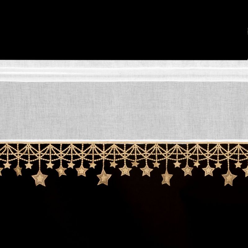Zazdrostka Świąteczna Eurofirany 60X150 Cm Biała Złote Gwiazdki 1 szt.