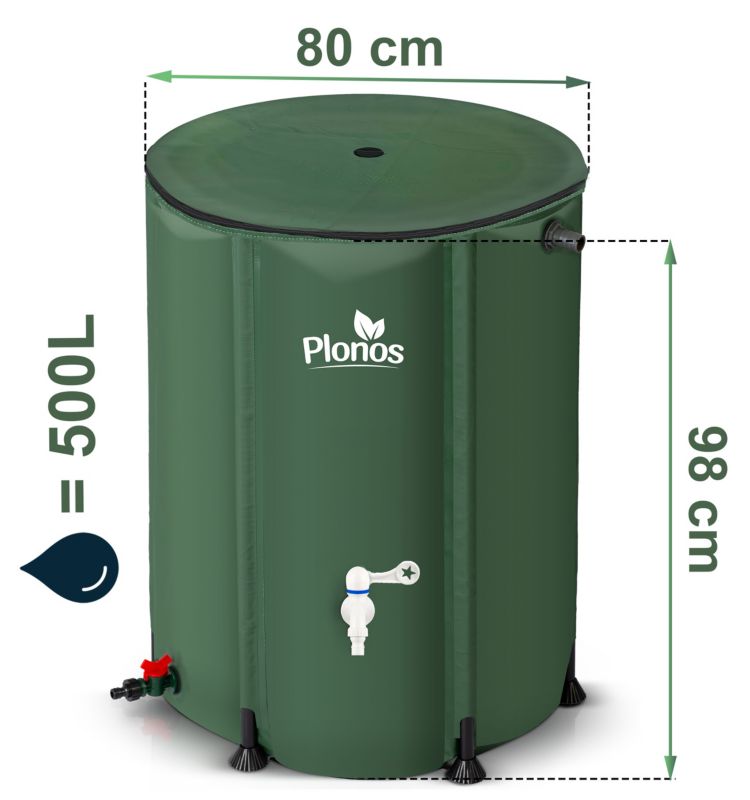 Zbiornik na deszczówkę  Plonos 80x98 cm składany beczka 500l 1 szt.