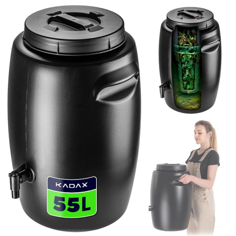 Zbiornik Na Nawóz KADAX 55L Ogrodowy Beczka Do Wytwarzania Nawozu Gnojówki Kran 1szt.